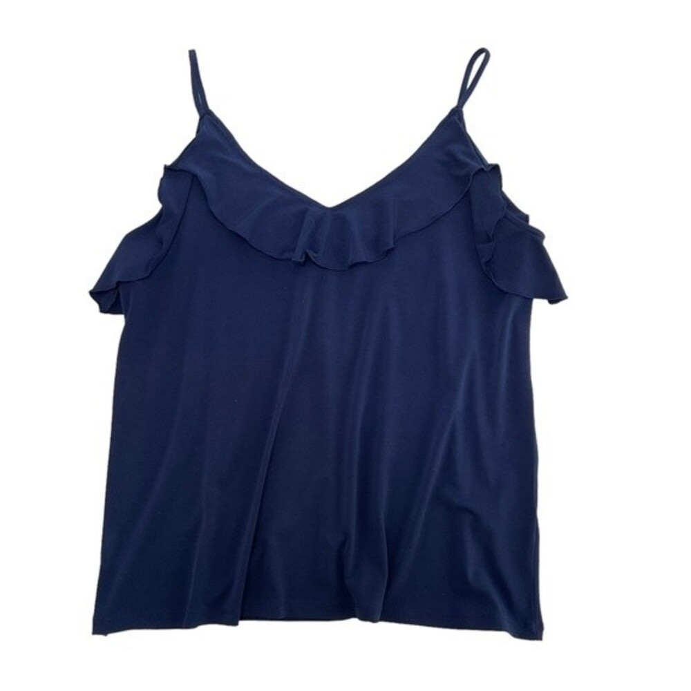 Banana Republic Navy Blue Ruffle Trim Camisole Small Layering Casual